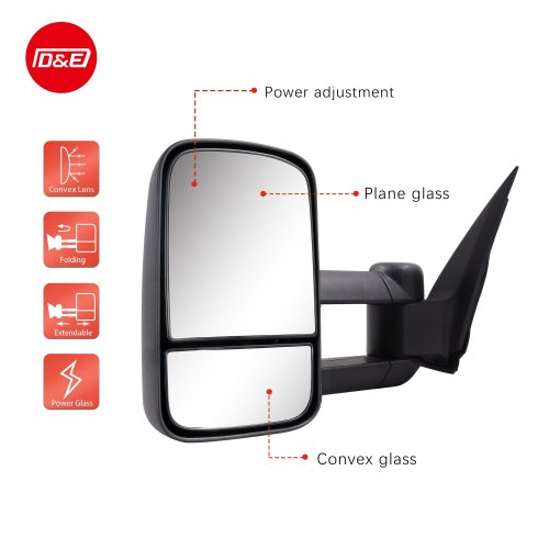 More Stable Structure Electric Black Towing Mirrors Extendable all-aluminium bracket suit for Landcriuser 
